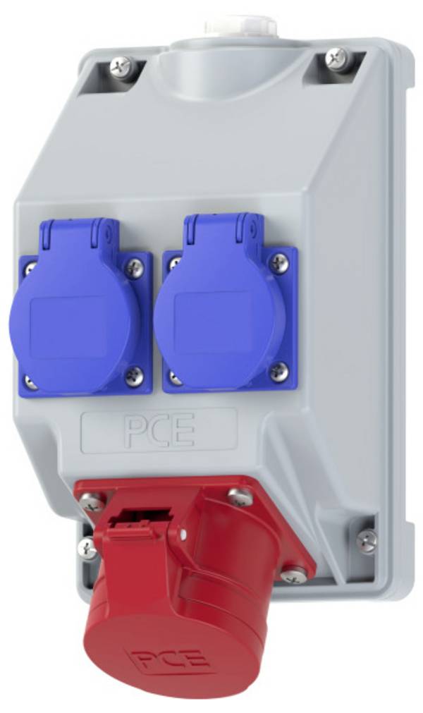 PC Electric 16081552  Steckdosen-Verteiler Grau, Blau, Rot