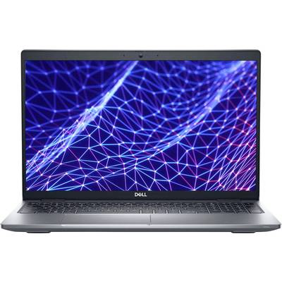Ein Laptop, auf dessen Bildschirm ein lebendiges digitales Netzwerk aus miteinander verbundenen leuchtenden Linien angezeigt wird, mit dem Dell-Logo auf der Blende darunter.