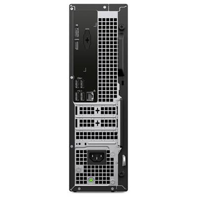 Rückseite eines Computer-Towers mit verschiedenen Anschlüssen einschließlich USB, HDMI, Ethernet und Stromversorgungseingabe, mit Lüftungsgittern.