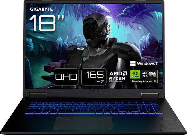 Gigabyte Gaming Notebook GAMING A18  45.7 cm (18 Zoll) WQXGA AMD Ryzen 7 260 32 GB RAM  1 TB SSD Keine Tastatur im Lieferumfang enthalten AMD AMD Radeon Graphics  NVIDIA GeForce RTX 5060  GDDR7 Schwarz  GAMING A18 3VHK3DEC64SH