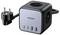 Ein schwarzer und grauer Stromanschluss von UGREEN mit drei USB-Anschlüssen und einem europäischen Stecker, konzipiert für effizientes Laden und Konnektivität.