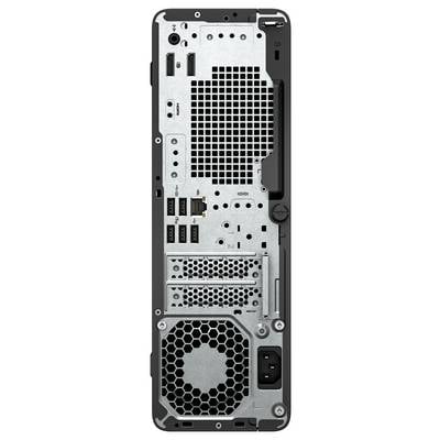 Das Bild zeigt die Rückseite eines Computer-Towers mit verschiedenen Anschlüssen, einschließlich USB, HDMI und Ethernet, neben Lüftungsgittern.