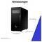 'Abmessungen' eines schwarzen PC-Towers: Höhe 38,8 cm (15,28 Zoll), Breite 17,5 cm (6,89 Zoll), Tiefe 42,6 cm (16,77 Zoll).