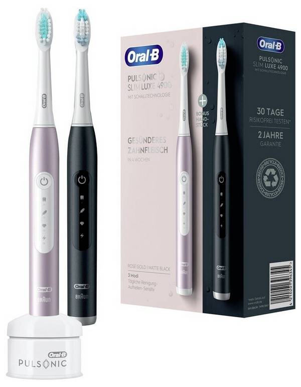 Braun Oral-B Pulsonic Slim Luxe 4900 rose gold/matte black Oral B Elektrische Zahnbürste Schallzahnbürste Rosé Quarz, Schwarz