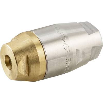 Eine metallische Düse mit eingraviertem Text "Karcher - 30 MPa", mit konischem Design und verwendet für Hochdruckwassergeräte.