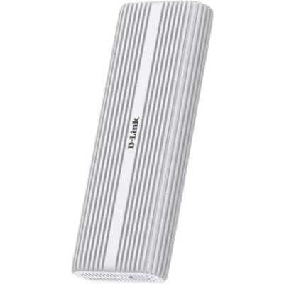 Ein vertikales zylindrisches Netzwerkgerät mit gerilltem Design und dem auf ihm aufgedruckten Markennamen "D-Link".