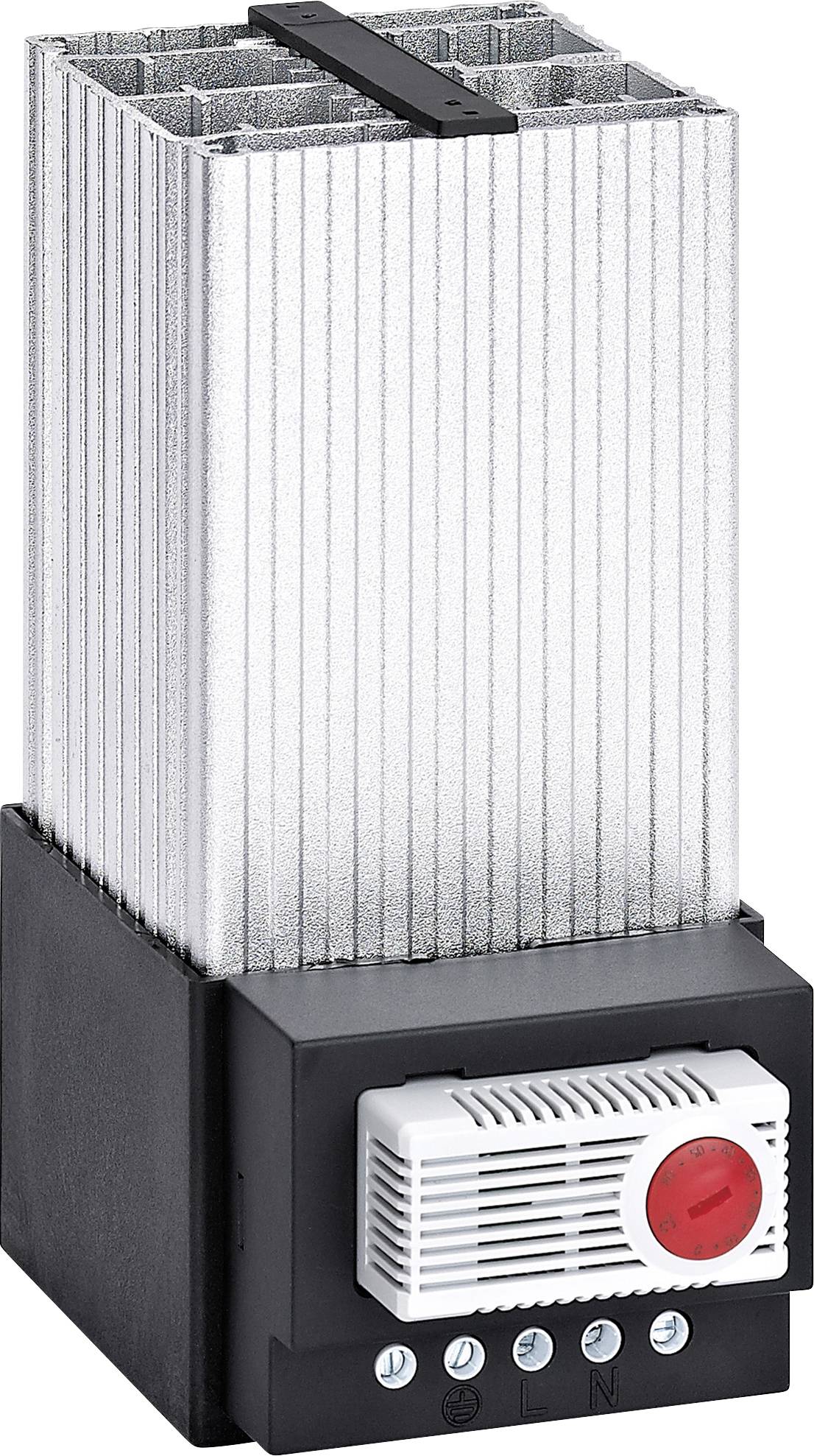 HEPA-Luftfilterpatrone in einem schwarzen Gehäuse mit einem roten Einstellrad und Kontrollsymbolen auf der Vorderseite.