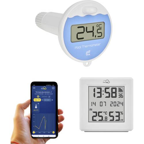 TFA Dostmann TFA.me Starter Set mit WLAN Gateway und Poolsender Schwimmbecken-Thermometer Weiß 35.8110.02