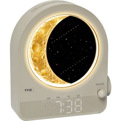 TFA Dostmann 60.2053.15 Quarz Lichtwecker Hellgrau Alarmzeiten 2 Ambiente Licht