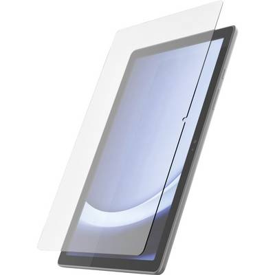 Eine dünne, transparente Displayschutzfolie wird teilweise auf der Vorderseite eines Tablets angebracht gezeigt, um ihre Abdeckung und Passform zu demonstrieren.