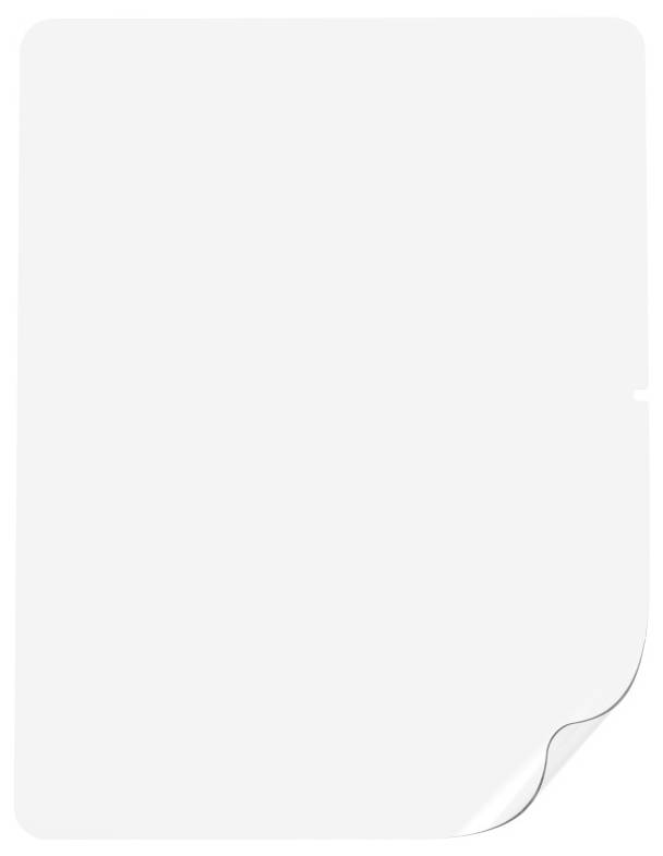 Ein leeres Blatt Papier mit einer leicht gewölbten unteren rechten Ecke.