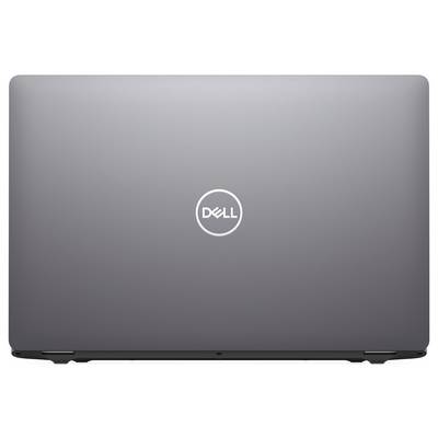 Geschlossenes Dell-Laptop mit grauem Außengehäuse und zentriertem Logo.
