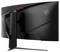Ein eleganter, gekrümmter Gaming-Monitor von hinten, mit einem schwarzen Gehäuse mit subtiler RGB-Beleuchtung entlang der oberen Kante und einem robusten Ständer.