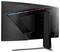 Ein eleganter, schwarzer Gaming-Monitor aus einem hinteren Blickwinkel, der LED-Beleuchtung entlang der oberen Kante und einen stabilen Ständer zeigt und sein modernes Design unterstreicht.