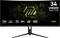 Gekrümmter Ultrawide-Monitor mit Tech-Design-Hintergrund. Ausstattungsmerkmale: 34 Zoll UWQHD, 3440x1440 Auflösung, 200Hz und HDR-ready.