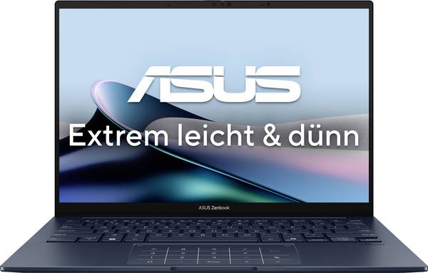 Asus Notebook ZenBook 14 35.6 cm (14 Zoll) WUXGA Intel® Core™ Ultra 9 (Series 2) 285H 32 GB RAM 1 TB SSD Deutsch, QWERTZ Intel Intel Arc Graphics Nicht verfügbar Blau 90NB14W3-M01XP0