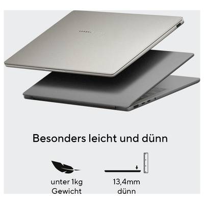 Besonders leichter und dünner Laptop, Gewicht unter 1kg, 13,4mm dünn.