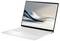 Ein schlanker, moderner silberner Laptop mit "ASUS Zenbook" auf dem Bildschirm, positioniert auf einer hellfarbigen Oberfläche.