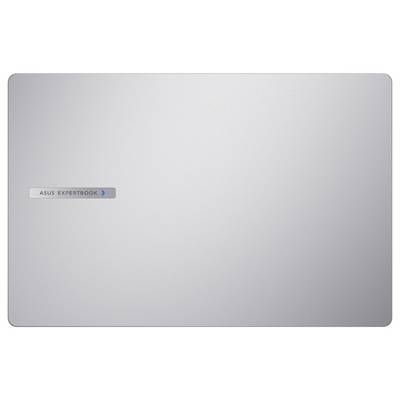 Ein geschlossenes silbernes Laptop mit "ASUS ExpertBook" auf der oberen Abdeckung.