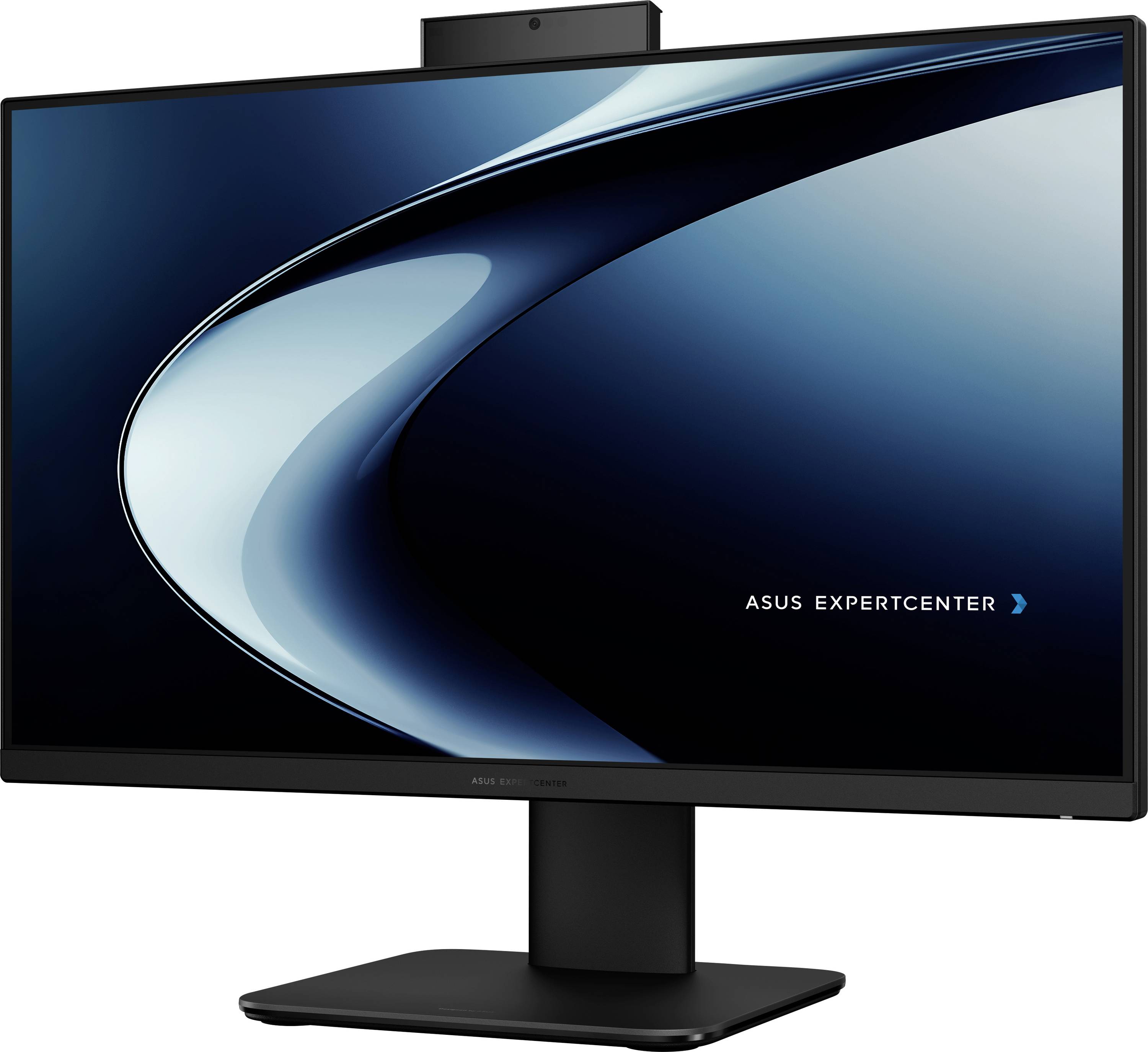 Ein Computermonitor, der einen Desktop mit dem Text „ASUS EXPERTCENTER" auf dem Bildschirm anzeigt, mit einem schlanken, modernen Design.