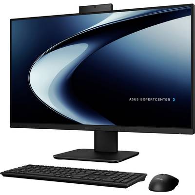 Ein modernes Desktop-Computer-Setup mit einem großen ASUS-Monitor mit dem Logo "ExpertCenter", einer eleganten Tastatur und einer kabellosen Maus.