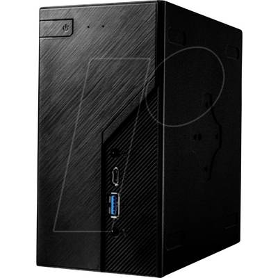 Ein schwarzer Computerturm mit nach vorne gerichteten USB- und HDMI-Anschlüssen und strukturiertem Design.