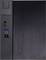 Ein schwarzer Desktop-Computer-Tower mit einem Netzschalter, USB-Anschlüssen und einer Audiobuchse auf der Frontplatte.