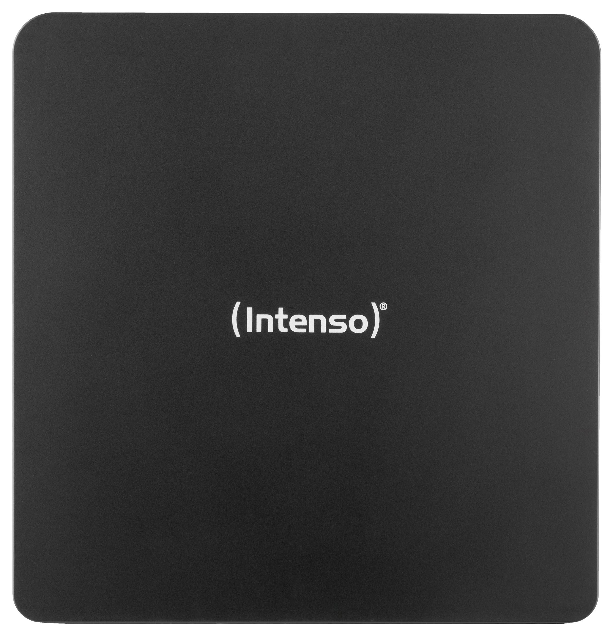 Ein schwarzes Quadrat mit dem Wort „Intenso" in weißer Schrift in der Mitte.