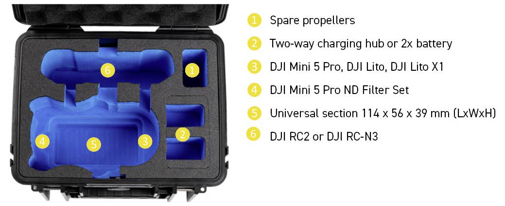 B & W International Transportkoffer Passend für (Multicopter): DJI Mini 5 Pro, DJI Lito 1, DJI Lito X1-16
