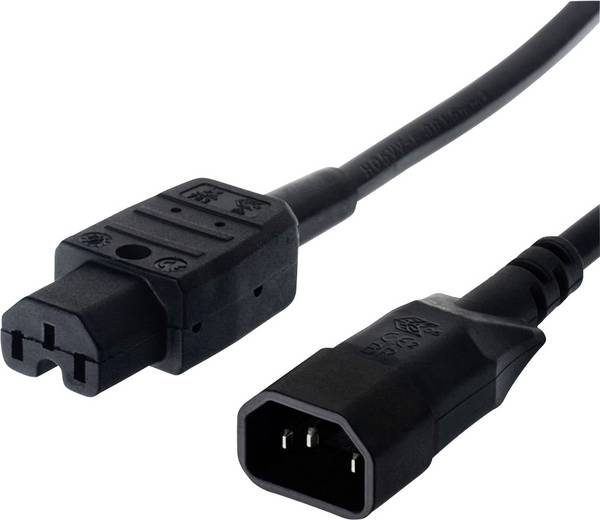 BACHMANN Netzkabel Kaltgerätestecker-Stecker auf Warmgeräte-Kupplung, IEC320 C14/C15 H05VV-F, 2 m