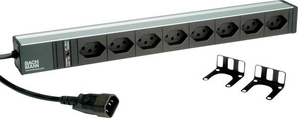 Bachmann 19" ALU 1HE PDU 8xCH T13 H05VV-F 3G1.5mm² C14 Stecker - Steckdosenleiste - 2 m