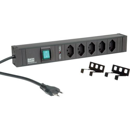 Bachmann 420.0257 Steckdosenleiste mit Schalter Schwarz CH-Stecker 1 St.