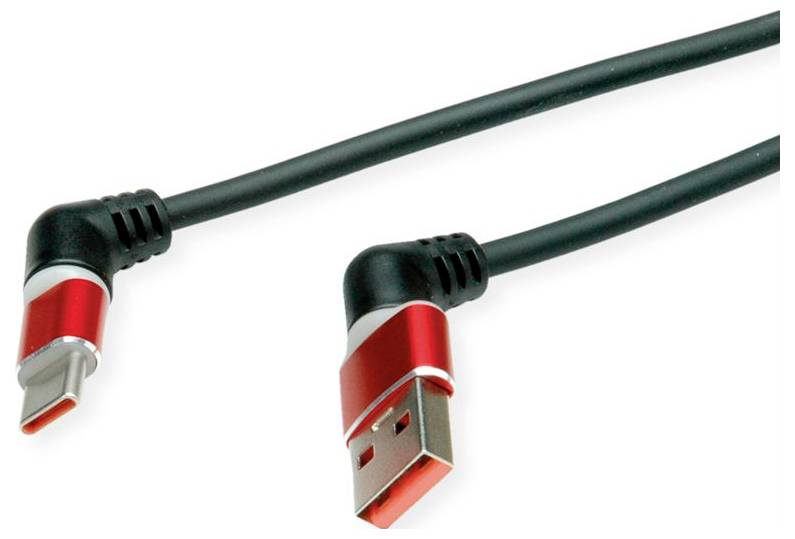 Roline USB-C® Kabel USB 2.0 USB-C® Stecker, USB-A Stecker 2 m Schwarz/Rot 11.02.8346