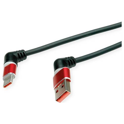 Roline USB-C® Kabel USB 2.0 USB-C® Stecker, USB-A Stecker 2 m Schwarz/Rot 11.02.8346