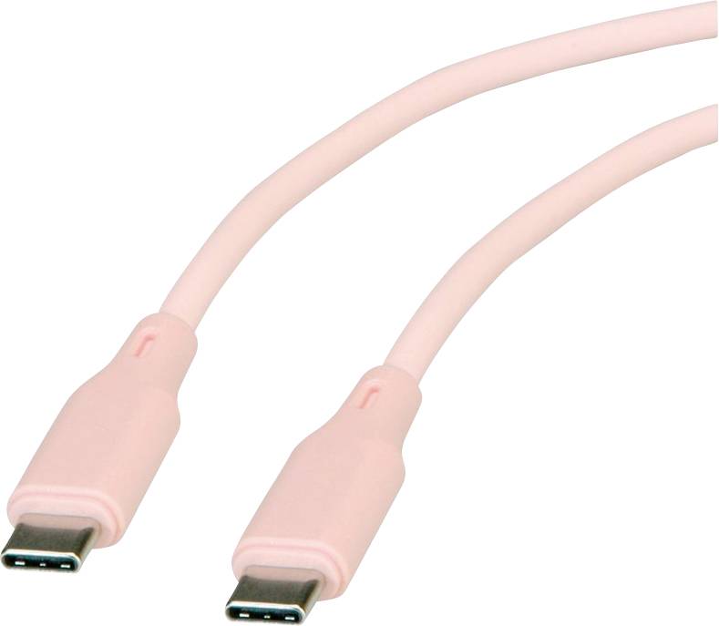 Thumbnail - Roline USB-C® Kabel USB 2.0 USB-C® Stecker 1 m Pink Silikon, Flexibel, vergoldete Steckkontakte 11.02.9122