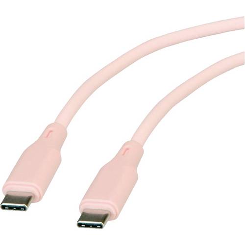 Thumbnail - Roline USB-C® Kabel USB 2.0 USB-C® Stecker 1 m Pink Silikon, Flexibel, vergoldete Steckkontakte 11.02.9122
