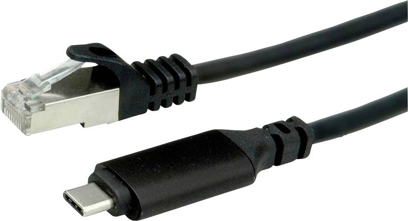 Roline USB-C® zu RJ45 Adapterkabel USB 3.2 Gen2 USB-C® Stecker, RJ45 5 m Schwarz 12.02.1169