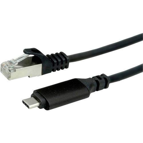 Roline USB-C® zu RJ45 Adapterkabel USB 3.2 Gen2 USB-C® Stecker, RJ45 5 m Schwarz 12.02.1169
