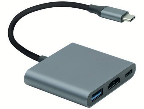 Roline USB-C®-Displaykabel USB 3.2 Gen1 USB-C® Stecker, HDMI-A Buchse, USB-A Buchse, USB-C® Buchse 0.12 m Grau 4K UHD 12.03.3199