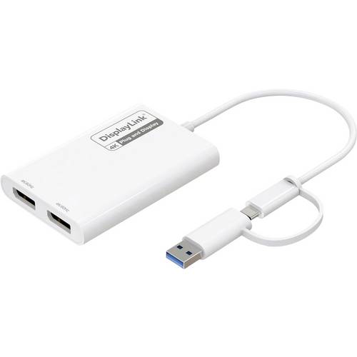 Roline USB-Adapter USB 3.2 Gen1 USB-C®, USB-A Stecker, DisplayPort Buchse 0.18 m Weiß 4K UHD 12.03.3207
