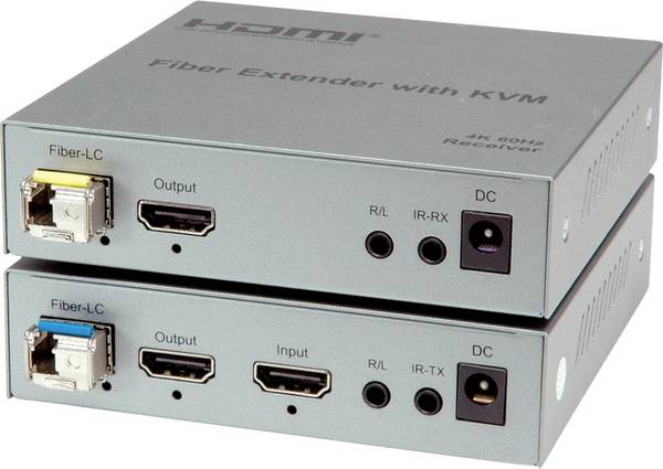 ROLINE KVM Verlängerung über LWL, HDMI 4K, USB, 20 km Signalsteuerung KVM