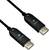 Zwei schwarze DisplayPort-Kabel mit beschrifteten Steckern für „Quelle" und „Display", entwickelt für 8K-Videoausgabe.