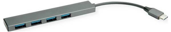 Roline 14.02.5052 USB-Hub 4 Port USB-A (USB 3.2 Gen 1) USB 3.2 Gen1 5 GBit/s mit Aluminiumgehäuse Grau 14.02.5052