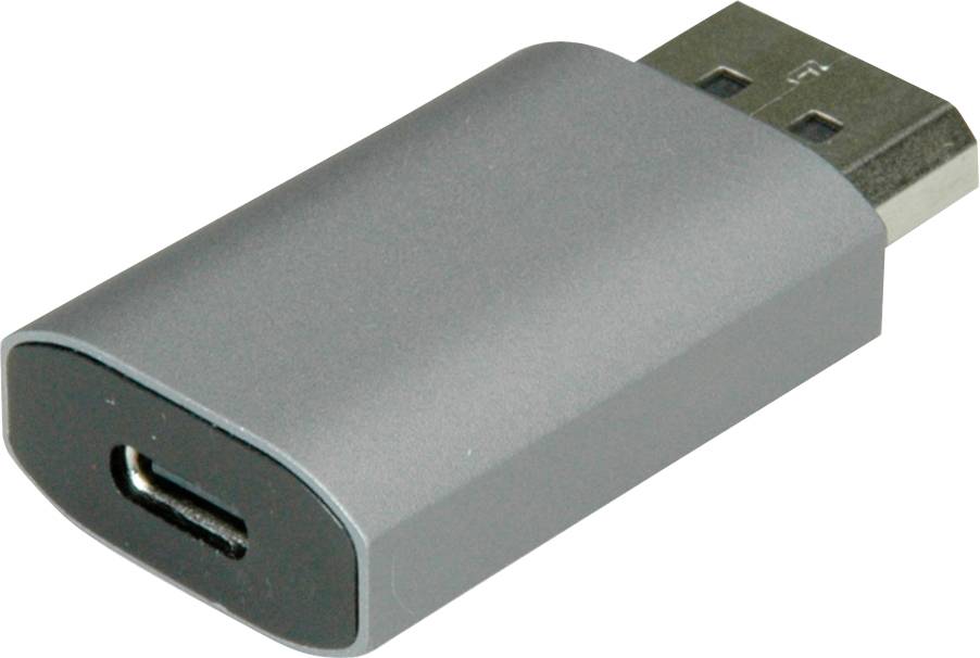 USB-C-Buchse auf USB-A-Stecker-Adapter auf weißem Hintergrund.