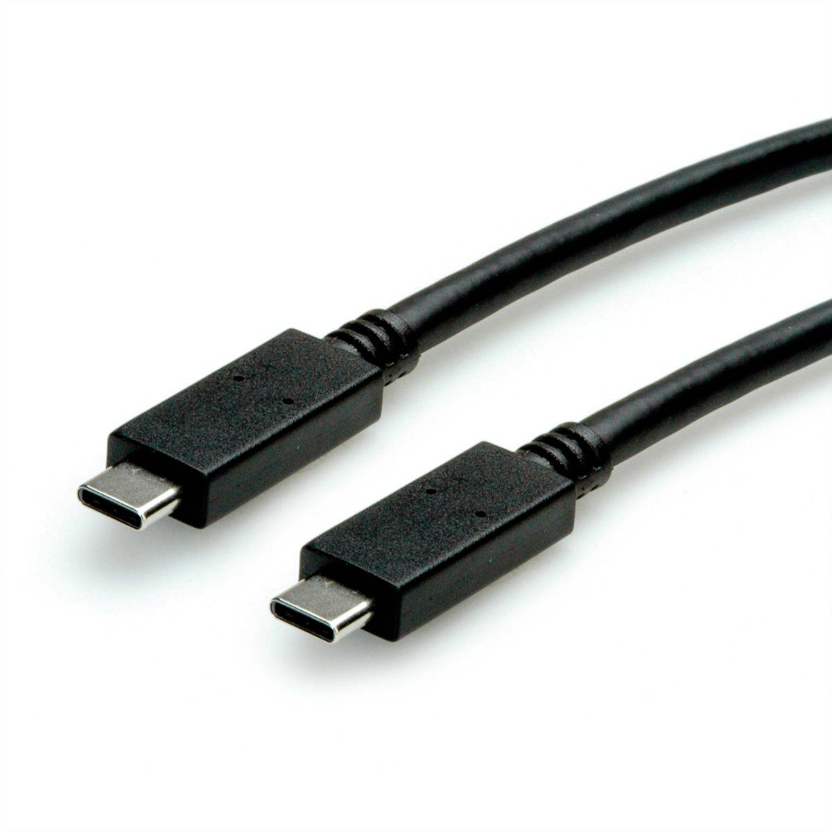 Zwei schwarze USB-C-Kabel auf weißem Hintergrund mit schlankem Design und identischen Anschlüssen an beiden Enden.