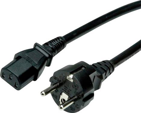 VALUE Netzkabel, IEC-Buchse & CEE7/7-Stecker gerade, schwarz, 1,8 m