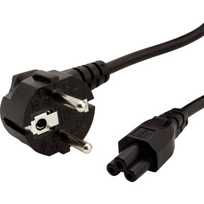 Ein europäisches Stromkabel mit einem europäischen CEE 7/7 Schuko-Stecker auf der linken Seite und einem Achterverbinder auf der rechten Seite.