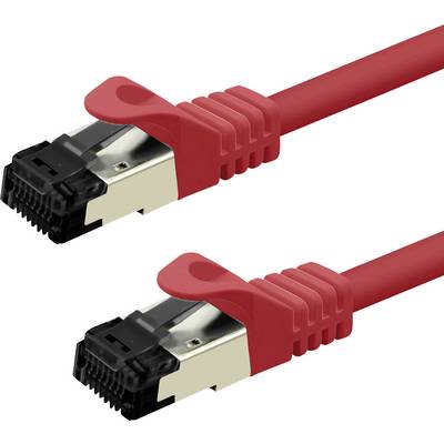 „Zwei rote Ethernet-Kabel mit schwarzen Steckern, konzipiert für Netzwerkverbindungen und Datentransfer."