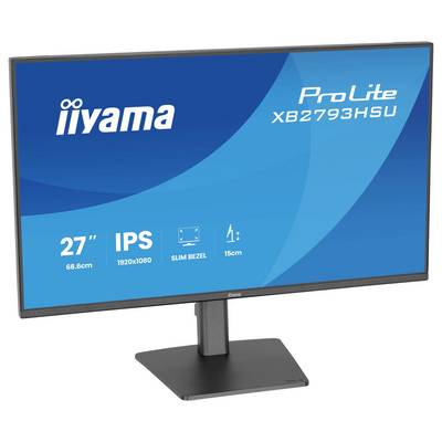 Der Monitor „ProLite XB2793HSU" von iiyama wird angezeigt und verfügt über einen 27" IPS-Bildschirm mit 1920x1080 Auflösung, schmalen Rahmen und VESA-Befestigungskompatibilität.