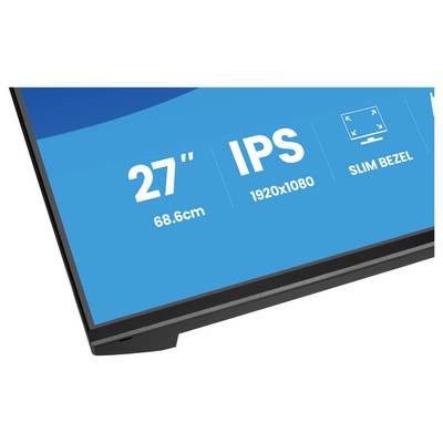 Ein Computermonitor mit "iiyama ProLite T2252MSC" auf dem Bildschirm, der Funktionen wie 21,5-Zoll-Größe, Touch-Funktion, PCAP und AG-Beschichtung anzeigt.